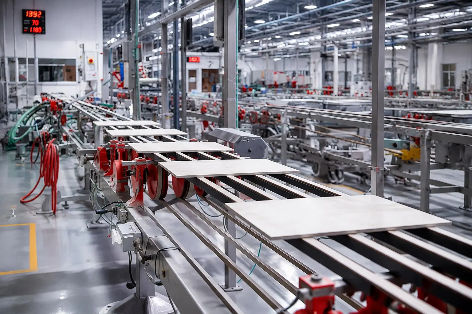 Porcelain tile production line at the Khatam works in Ardakan, Yazd, Iran